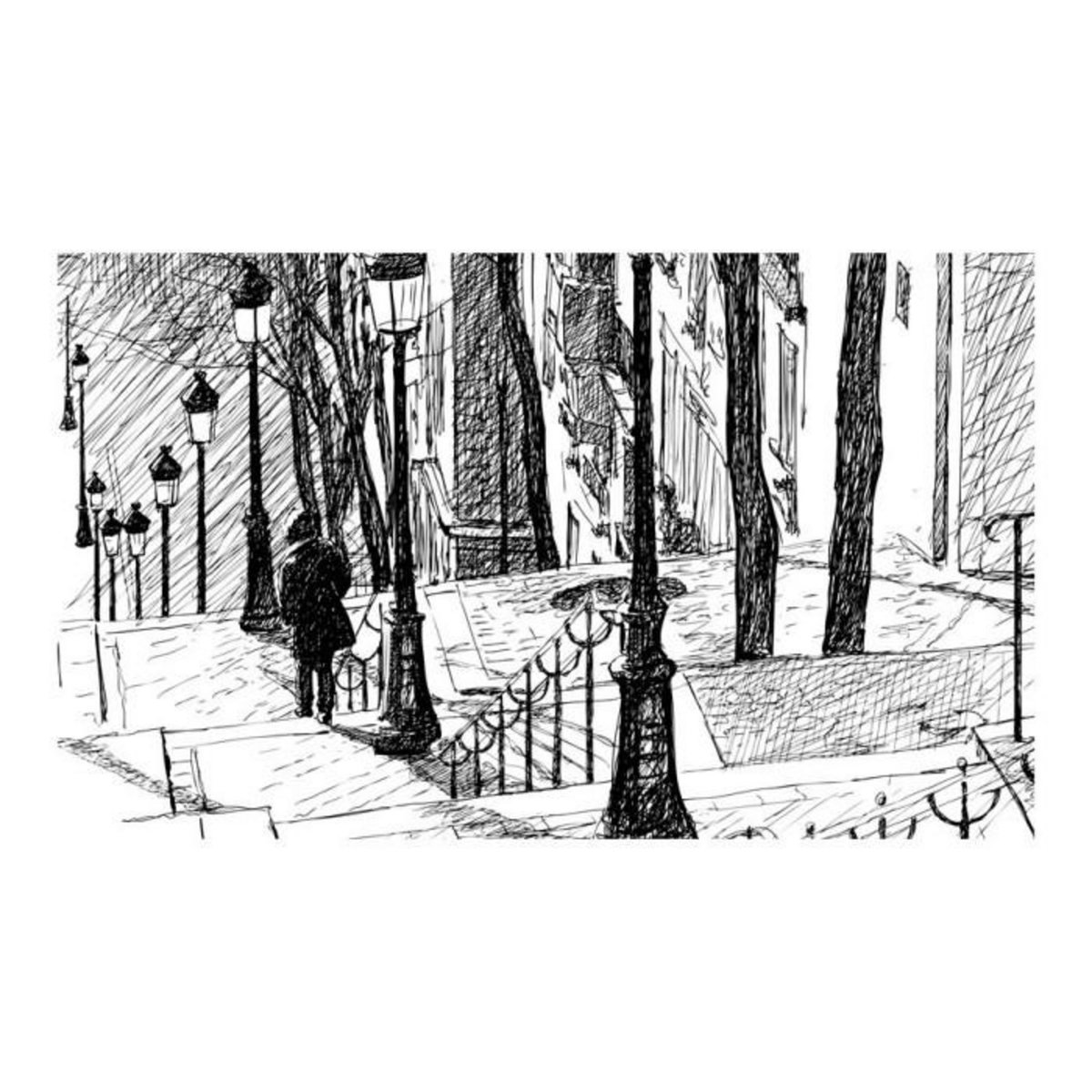 Paris Prix Papier Peint  Escaliers Montmartre II  270x450cm