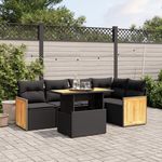 VIDAXL Salon de jardin 6 pcs avec coussins noir resine tressee
