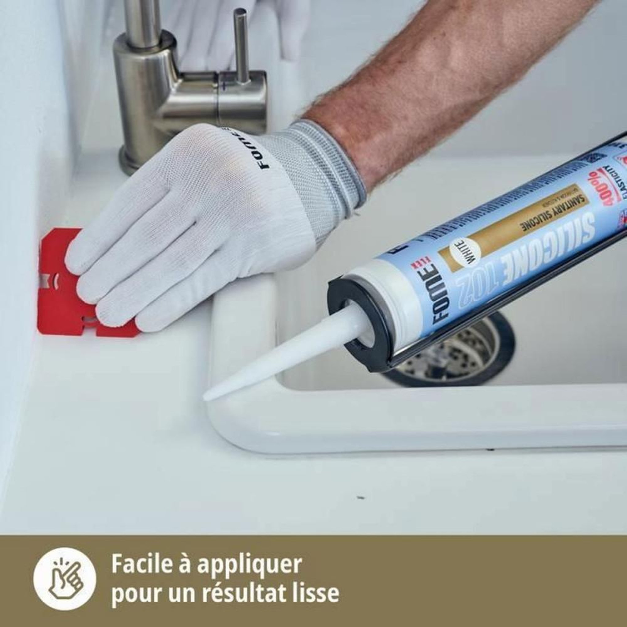 Voir la diapositive 5 : Mastic silicone sanitaire acétique FOME FLEX 102 beige 300 mL anti-moisissure pour joints cuisine et salle de bain