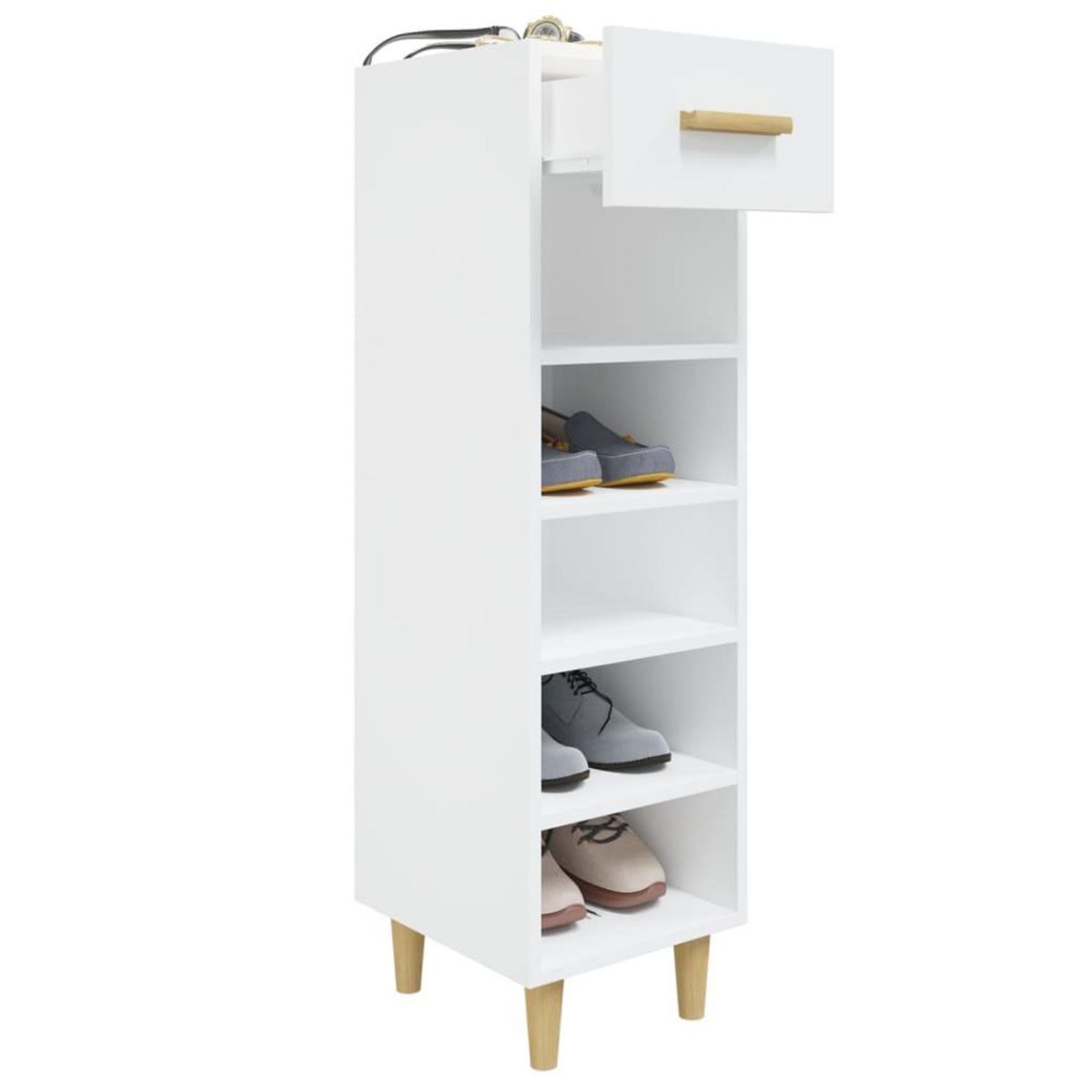 VIDAXL Armoire a chaussure Blanc brillant 30x35x105 cm Bois ingenierie