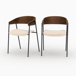 Rendez vous déco Lot de 2 chaises en velours blanc cassé et bois de noyer-Esmée