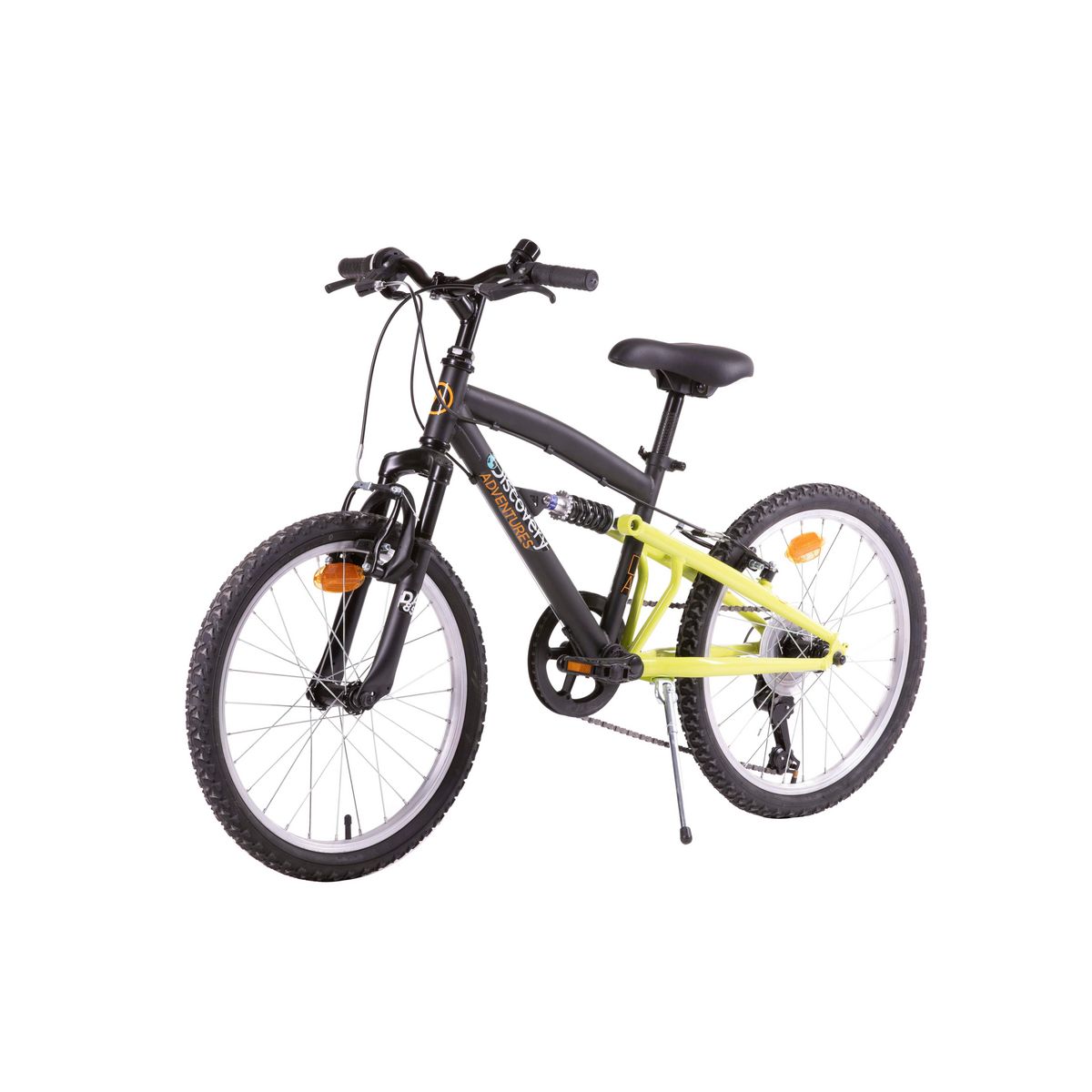 DISCOVERY ADVENTURES Vélo enfant (120/140 cm) - VTT 20'' Tout Suspendu Garçon  Discovery Adventures - Fourche télescopique - 6 Vitesses  - Dérailleur Shimano TY21 - Béquille -Frein V-brake