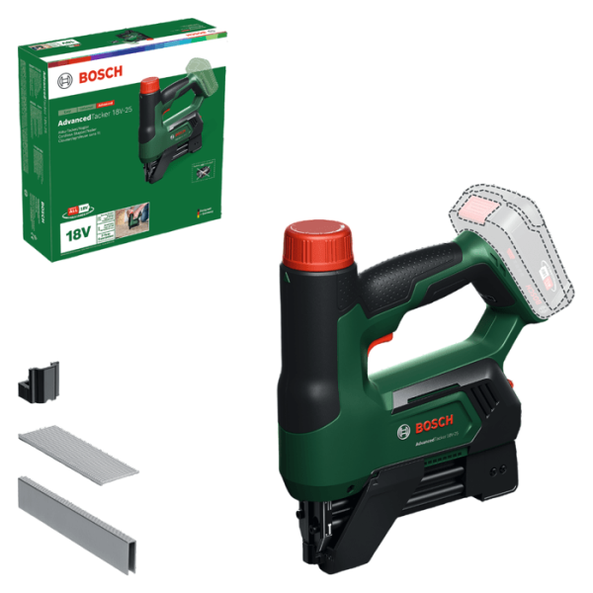 BOSCH Agrafeuse/cloueur sans fil 2 en 1 bosch - advancedtacker 18v-25 - 18v - 30 cps/min - sans batterie ni chargeur