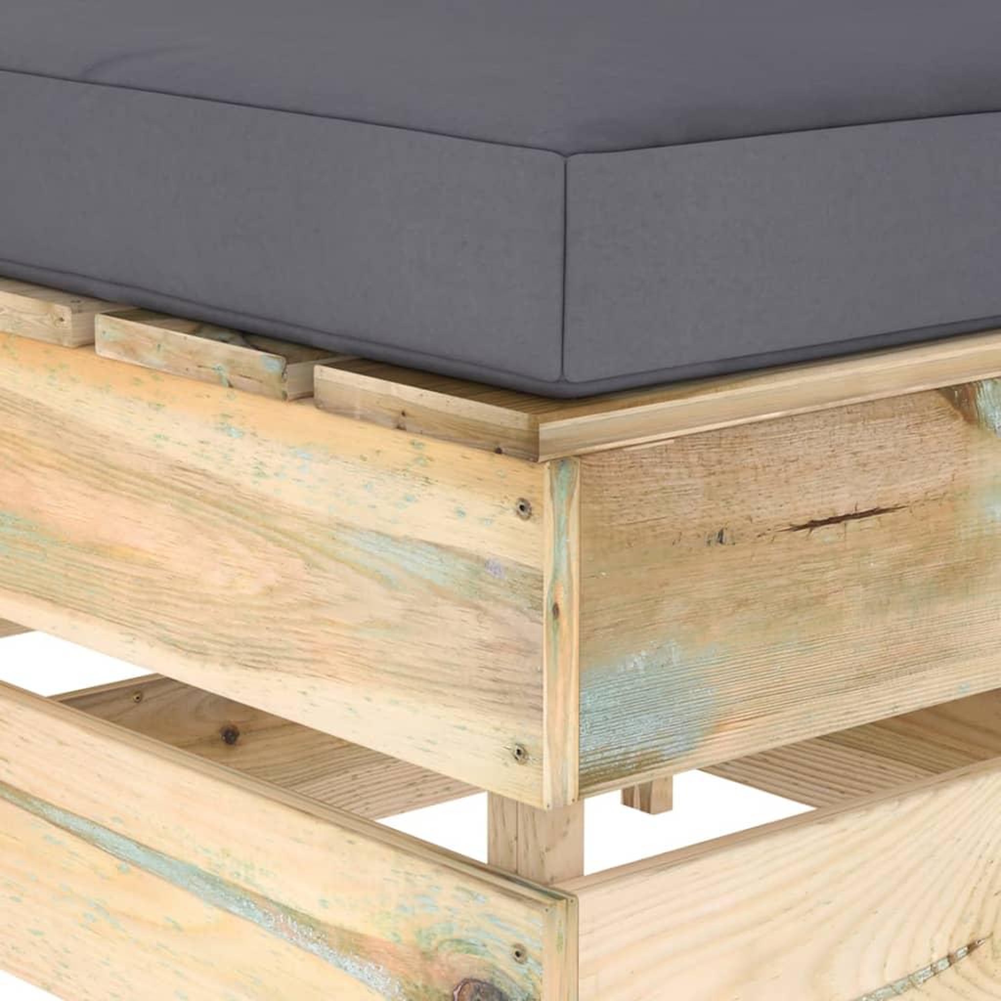 Voir la diapositive 4 : VIDAXL Pouf sectionnel avec coussin Bois impregne de vert