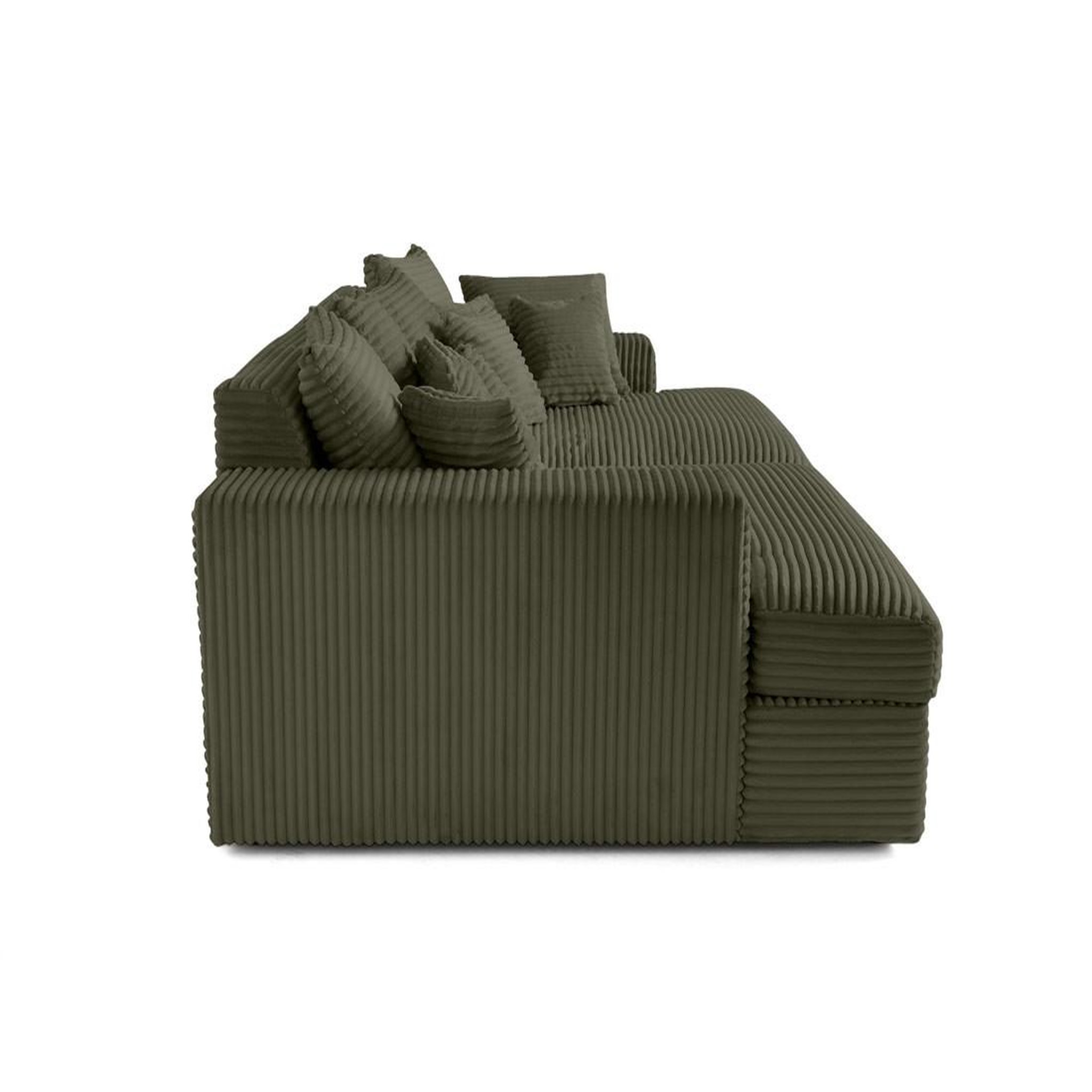 Voir la diapositive 5 : LISA DESIGN Collins - canapé droit 4 places avec double méridienne - assise profonde - velours côtelé grosses côtes