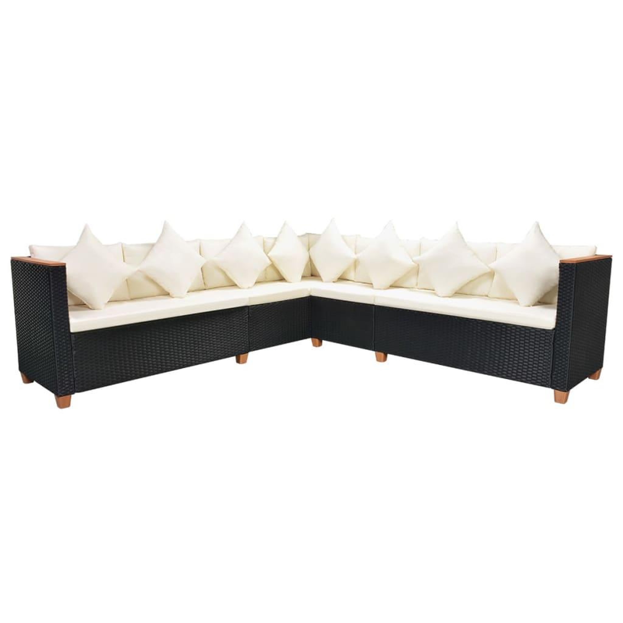 Voir la diapositive 5 : VIDAXL Salon de jardin 5 pcs avec coussins resine tressee noir