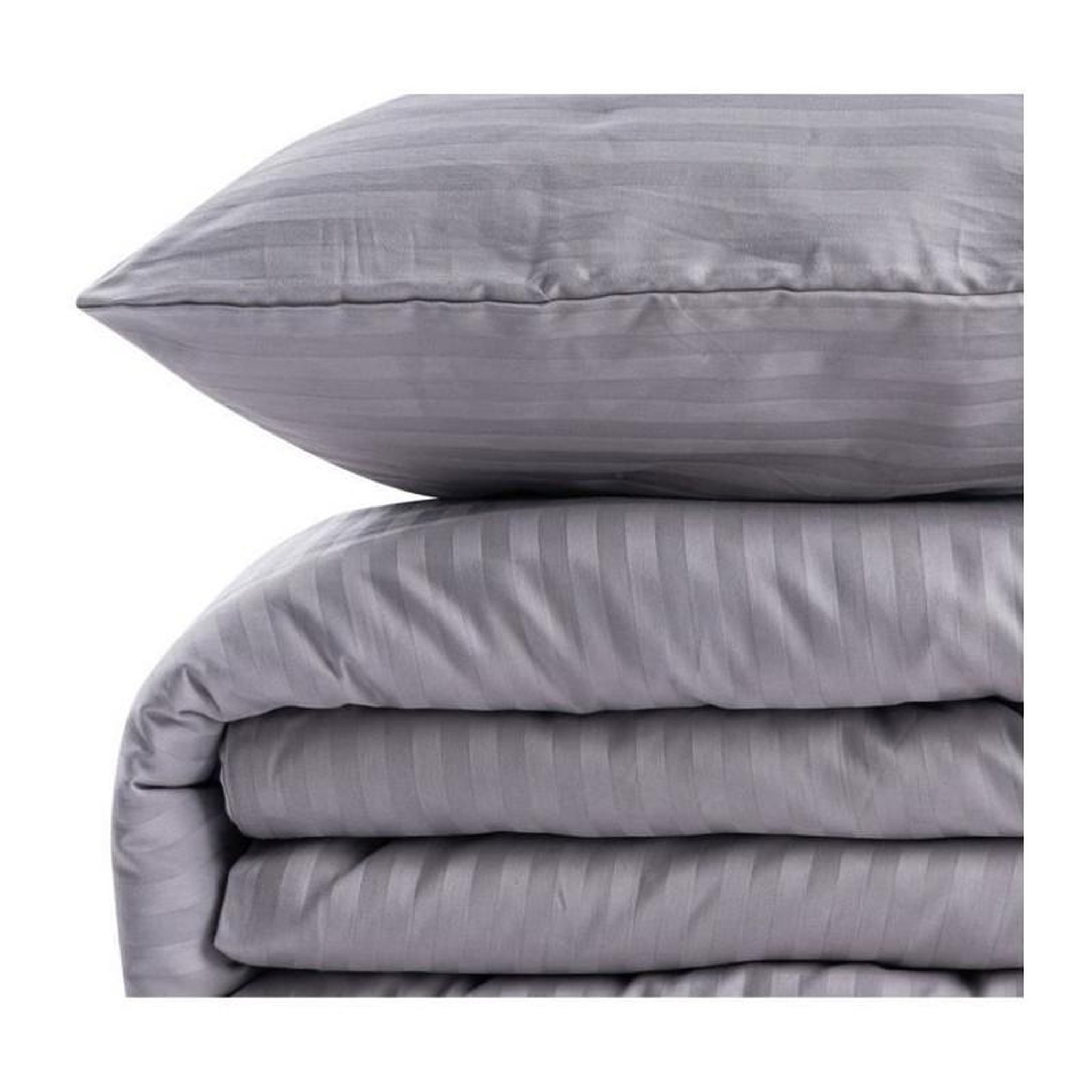 Voir la diapositive 4 : GENERIQUE Parure de lit - 1 housse de couette 220 x 240 cm + 2 taies d'oreiller 60 x 60 cm - 70% polyester, 30% coton - Gris