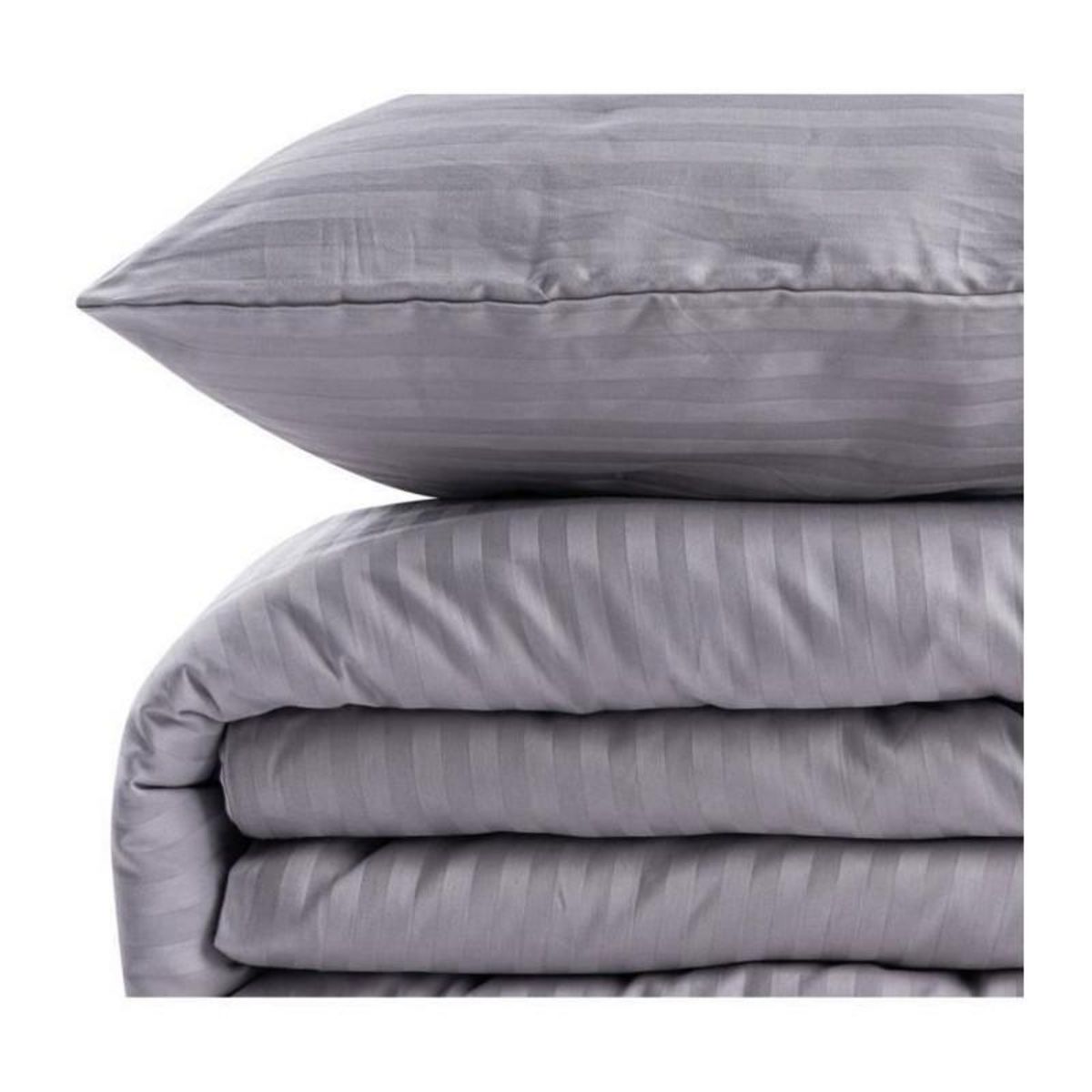 GENERIQUE Parure de lit - 1 housse de couette 220 x 240 cm + 2 taies d'oreiller 60 x 60 cm - 70% polyester, 30% coton - Gris