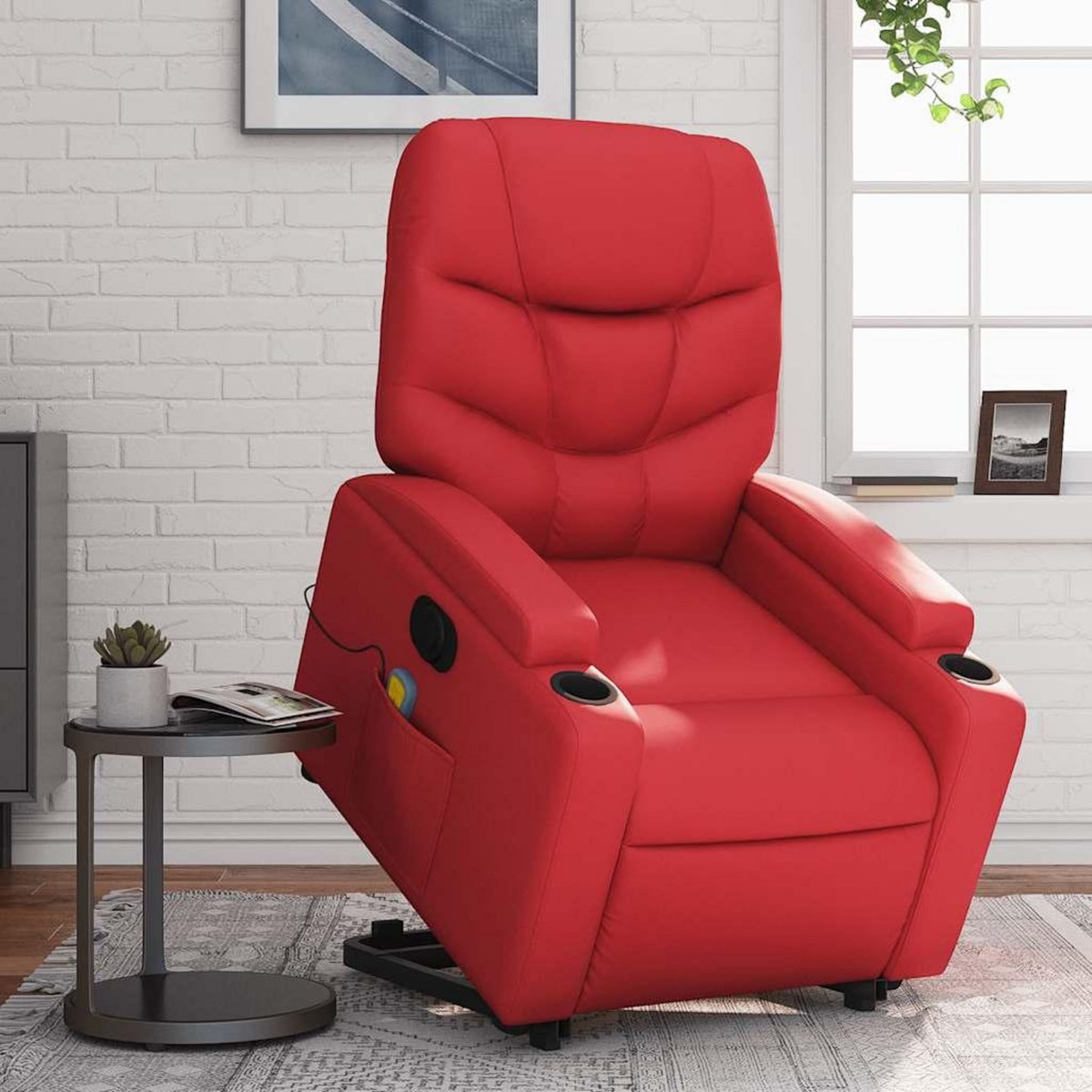 VIDAXL Fauteuil inclinable de massage electrique rouge similicuir