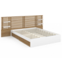 Voir la diapositive 3 : ID MARKET Lit double SAVANA avec tête de lit, chevets, rangements et sommier 140 x 190 cm hêtre et portes blanches