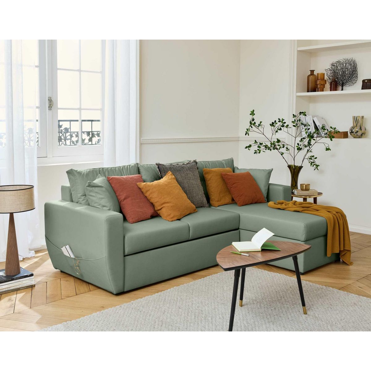 BEST MOBILIER Astoria - canapé d'angle réversible 4 places - convertible avec coffre - en simili