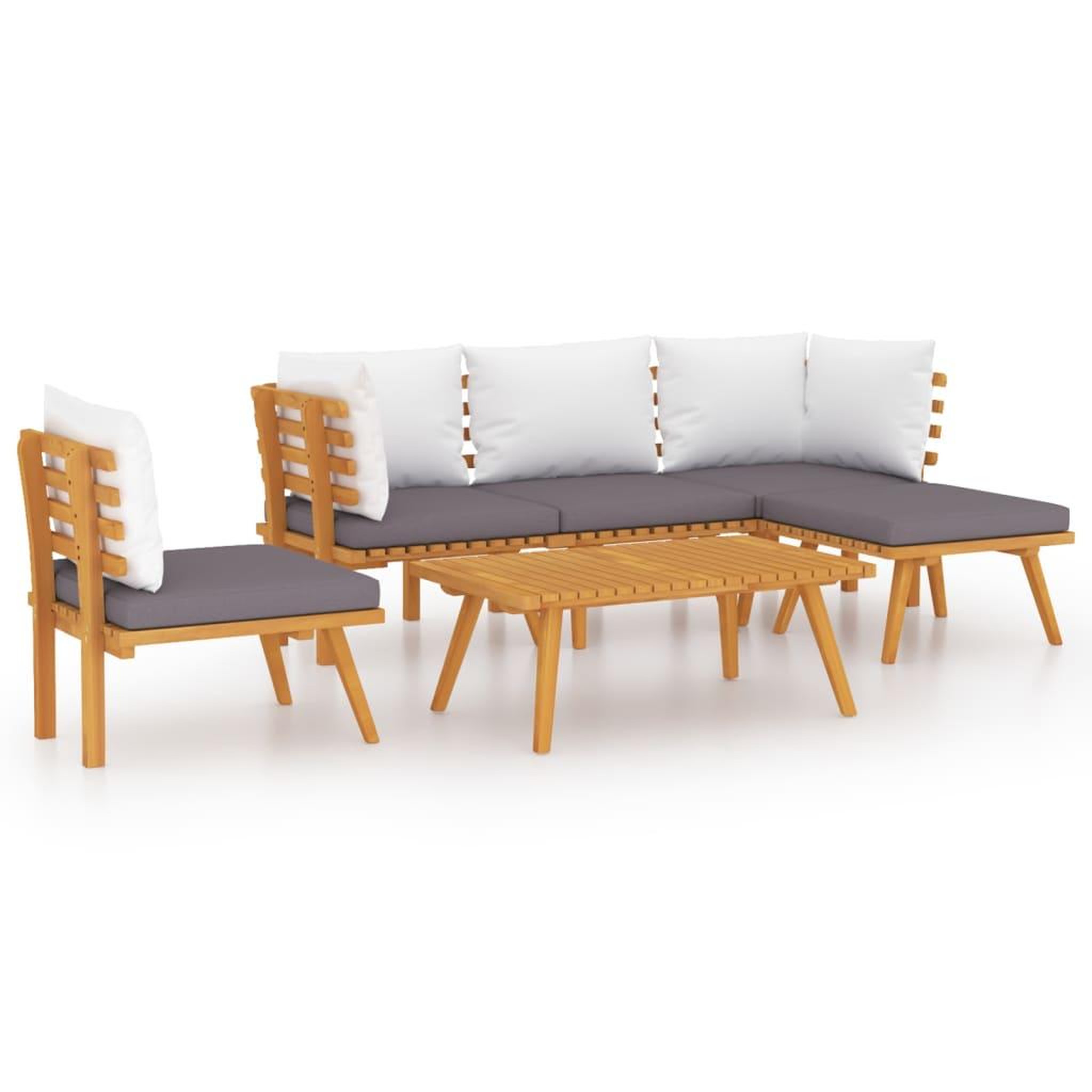 Voir la diapositive 2 : VIDAXL Salon de jardin 6 pcs avec coussins Bois d'acacia solide