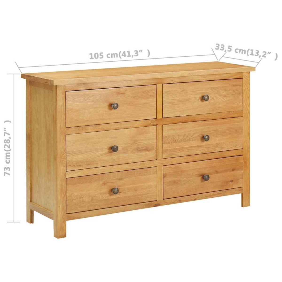 VIDAXL Commode 105x33,5x73 cm Bois de chene massif