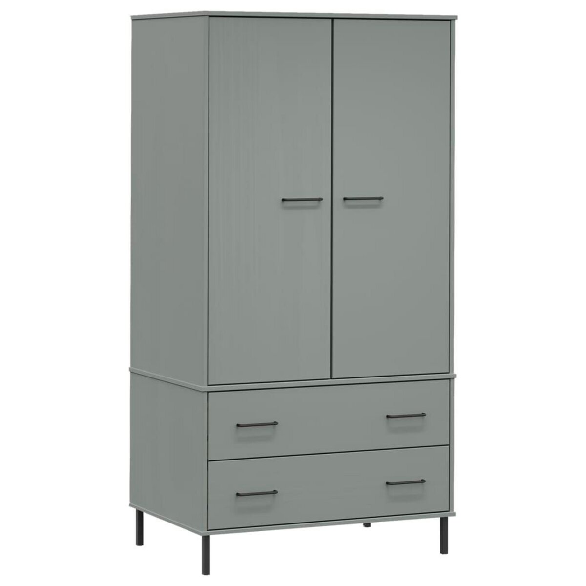 VIDAXL Garde-robe avec pieds en metal Gris 90x55x172,5 cm Bois OSLO