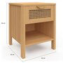 Voir la diapositive 4 : ID MARKET Lot de 2 tables de chevet EDHEN 1 tiroir avec niche cannage et bois