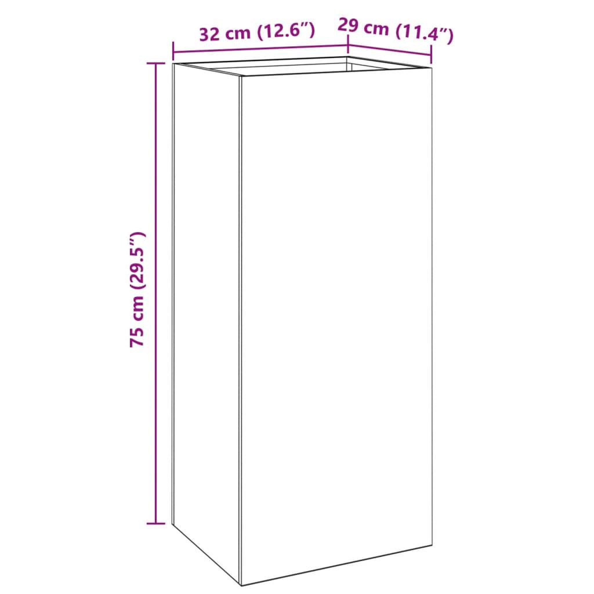 Voir la diapositive 6 : VIDAXL Jardiniere argente 32x29x75 cm acier galvanise