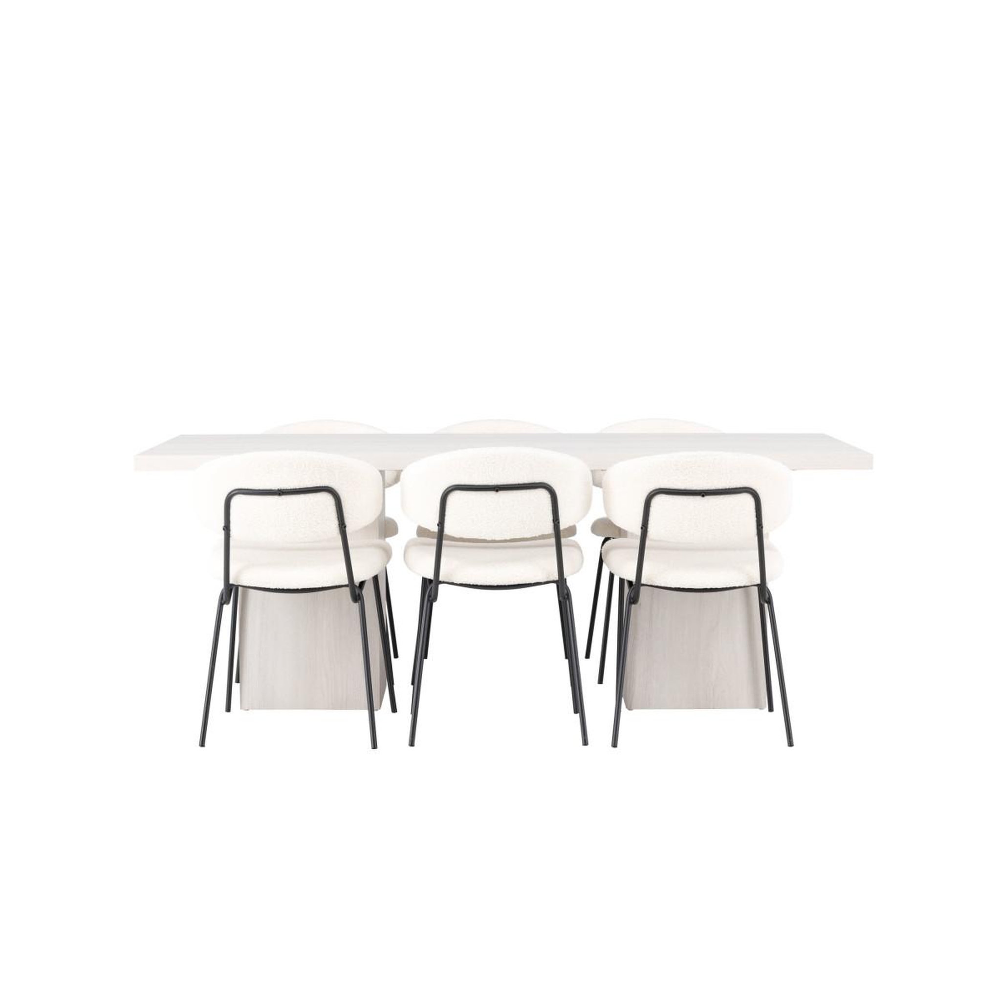 Voir la diapositive 2 : Paris Prix Ensemble table à manger & 6 chaises  olga & chico  200cm naturel & blanc crème
