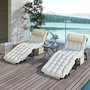 Voir la diapositive 3 : OUTSUNNY Lot de 2 transats bains de soleil pliables inclinables - tétière, matelas épais - métal tissu crème beige