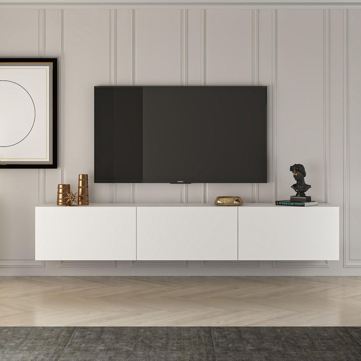 Habitat et Jardin Meuble TV en bois  West  150 x 32 x 30 cm - Blanc