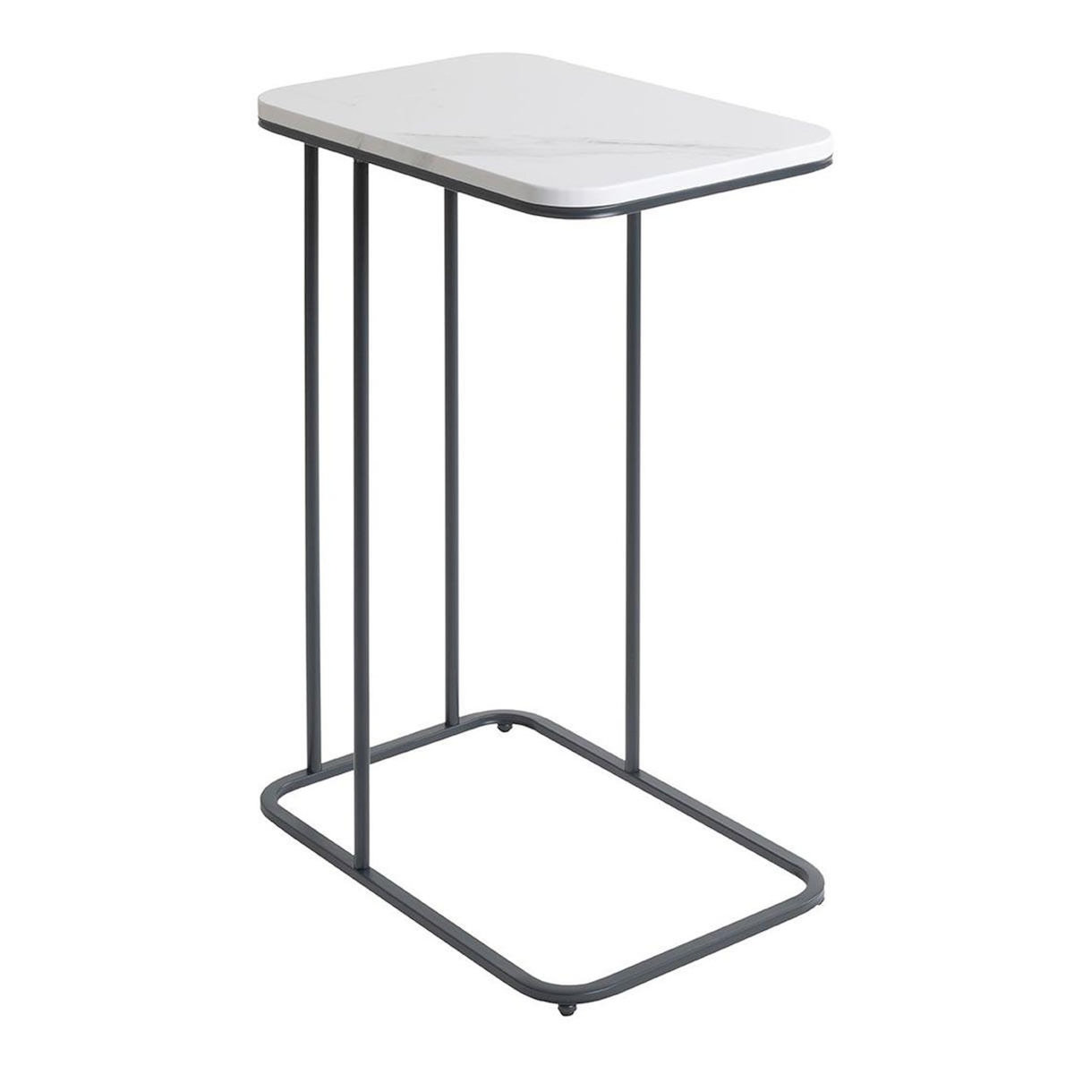 Paris Prix Table d'Appoint Effet Marbre  Alba  67cm Blanc & Noir