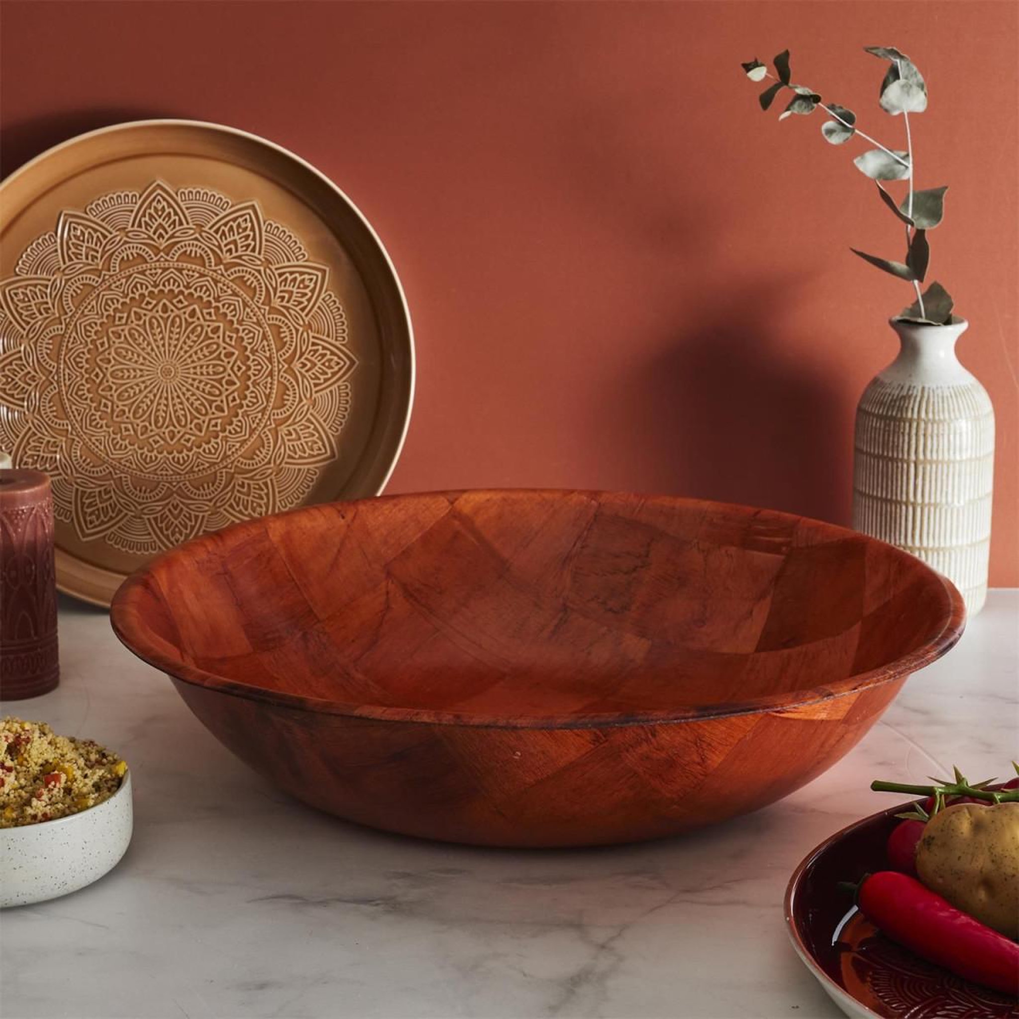 Voir la diapositive 2 : The Home Deco Factory Saladier creux  couscous  50cm marron