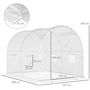 Voir la diapositive 3 : OUTSUNNY Serre de jardin tunnel 6 m² 3L x 2l x 1,9H m acier galvanisé renforcé diamètre 2,4 cm + PE haute densité fenêtres porte blanc