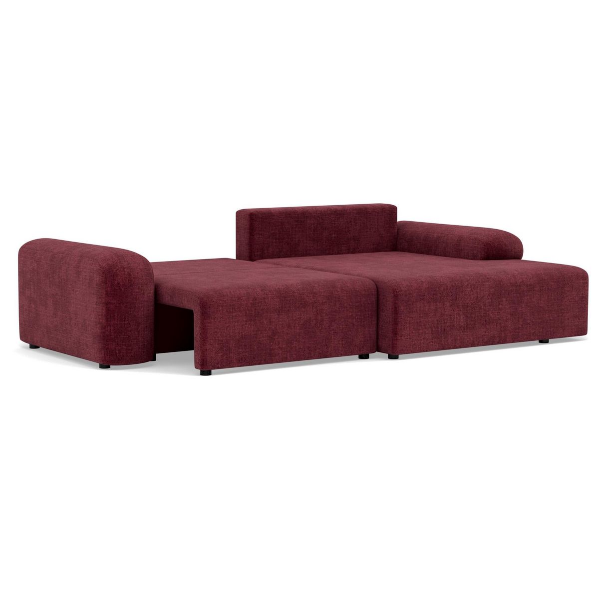 BEST MOBILIER Rebecca - canapé d'angle droit 4 places convertible avec coffre en velours texturé