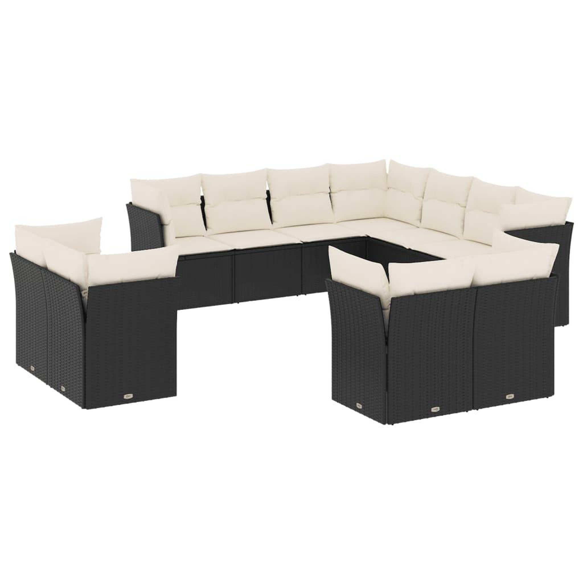 Voir la diapositive 2 : VIDAXL Salon de jardin 11 pcs avec coussins noir resine tressee