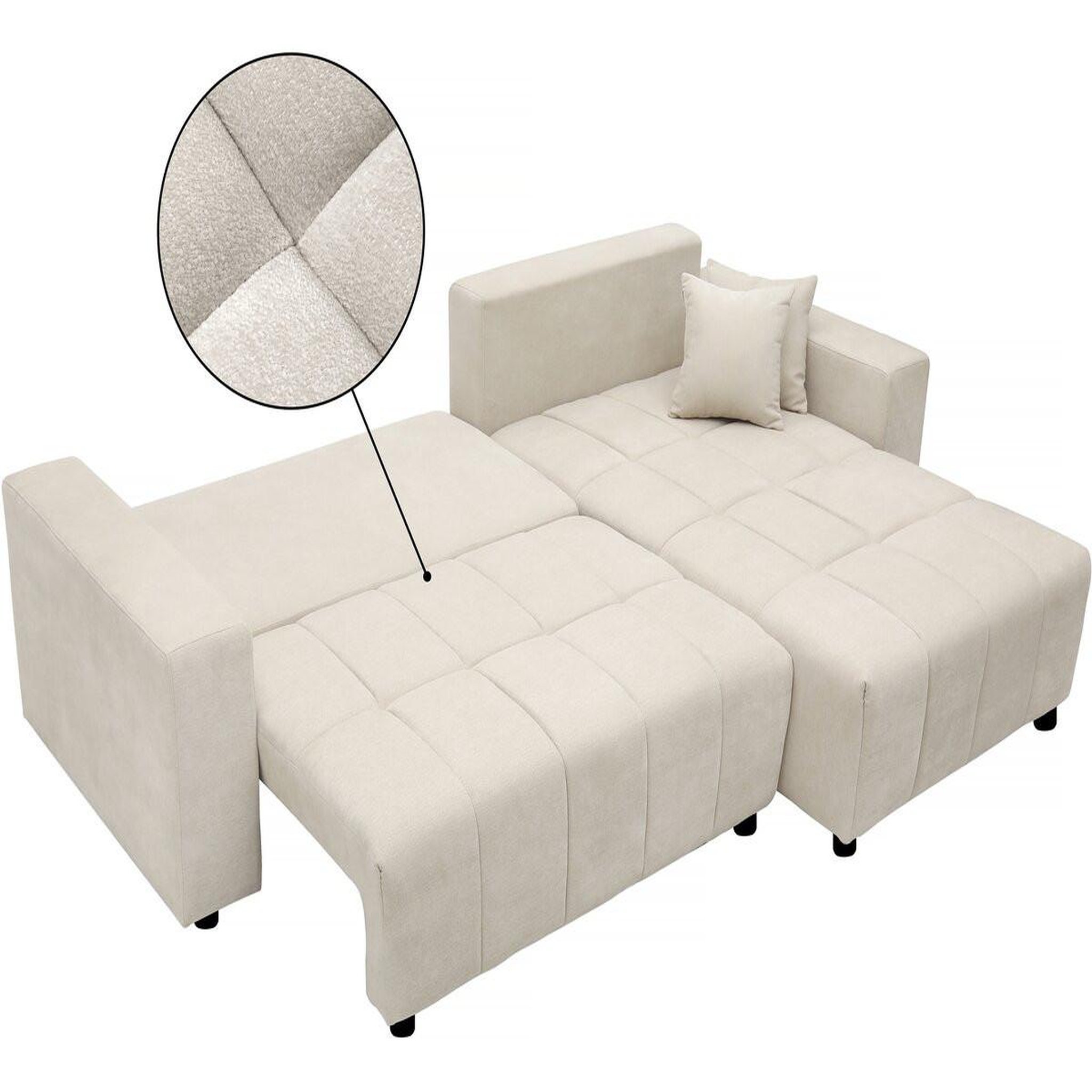 Voir la diapositive 3 : Habitat et Jardin Canapé d'angle convertible style bubble tissu chenille  george  4 places - beige