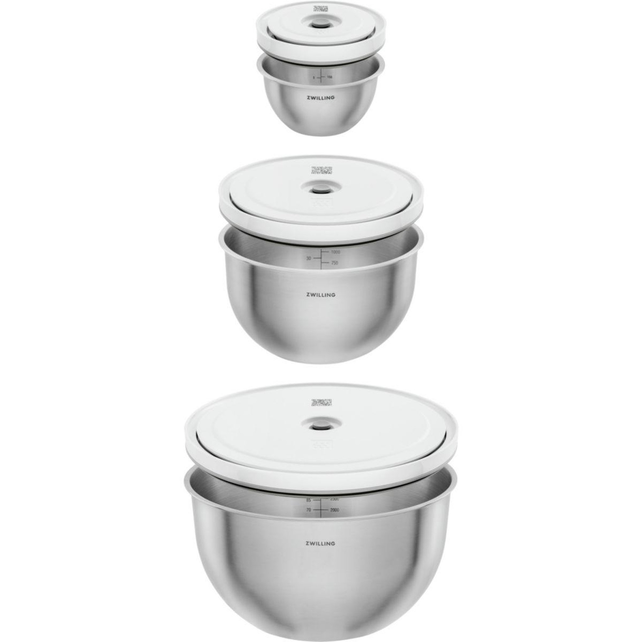 Voir la diapositive 2 : ZWILLING Boîte alimentaire 3 bols inox avec couvercles s-m-l