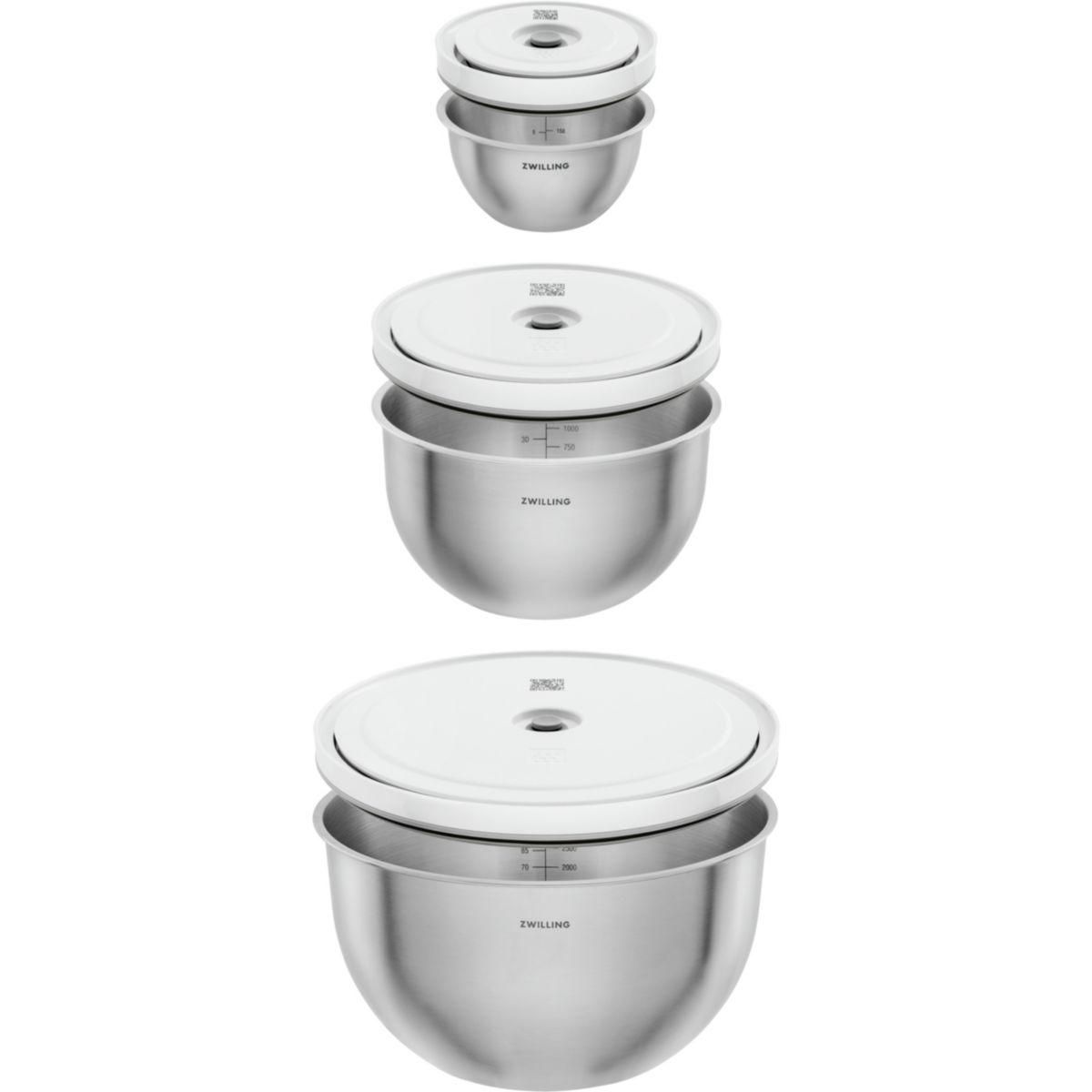 ZWILLING Boîte alimentaire 3 bols inox avec couvercles S-M-L
