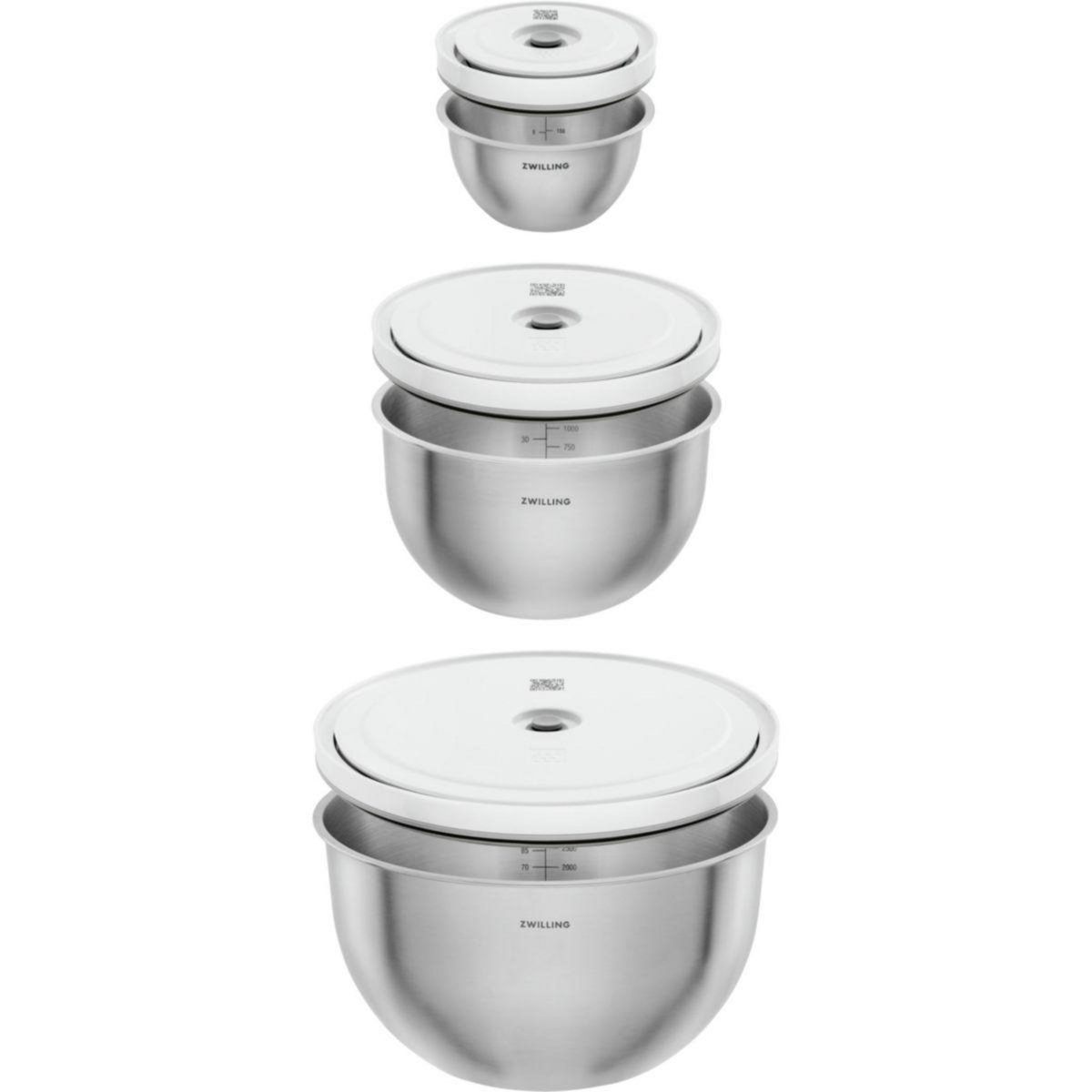 ZWILLING Boîte alimentaire 3 bols inox avec couvercles S-M-L
