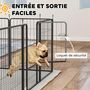 Voir la diapositive 6 : PAWHUT Parc enclos chien modulable pliable 12 panneaux H.80cm 2 portes verrouillables acier époxy noir