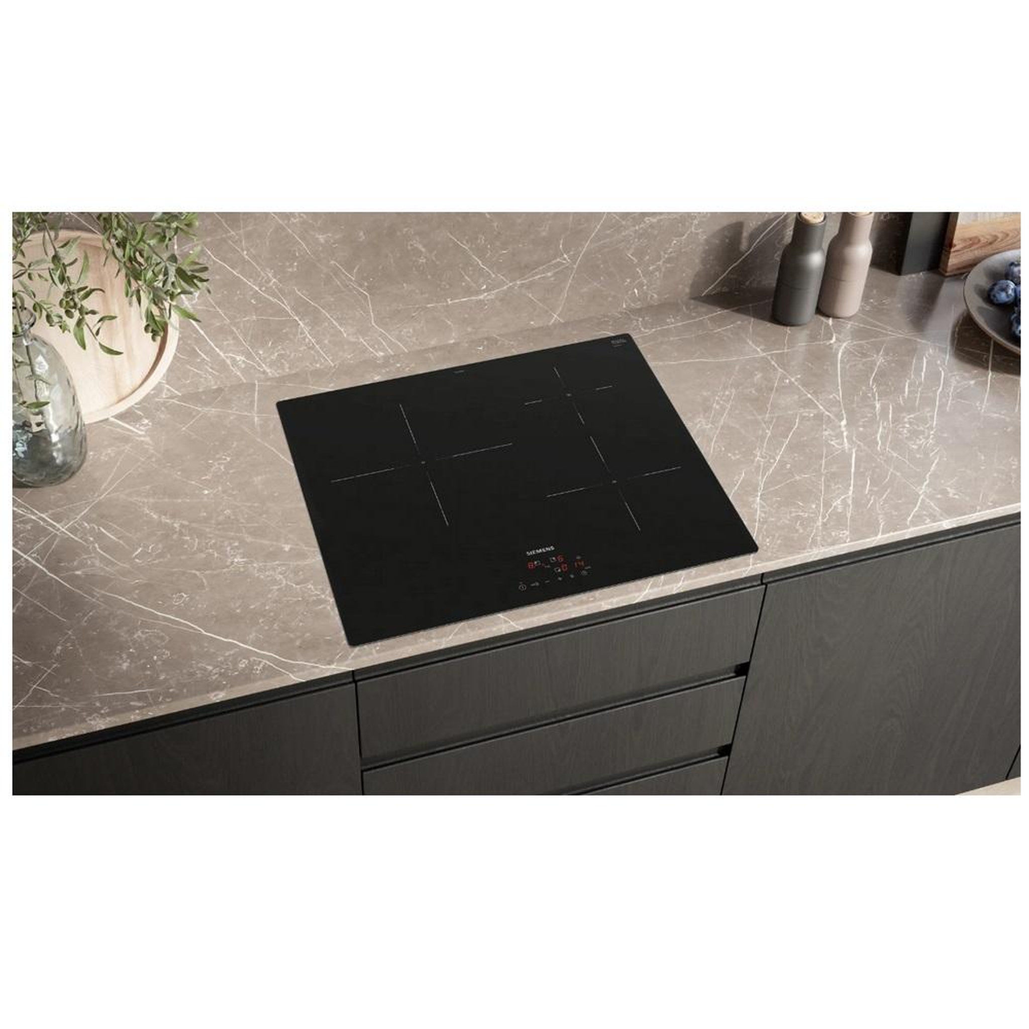 Voir la diapositive 4 : Siemens Table de cuisson induction 60cm 3 foyers 4600w noir - eu611bjb5e