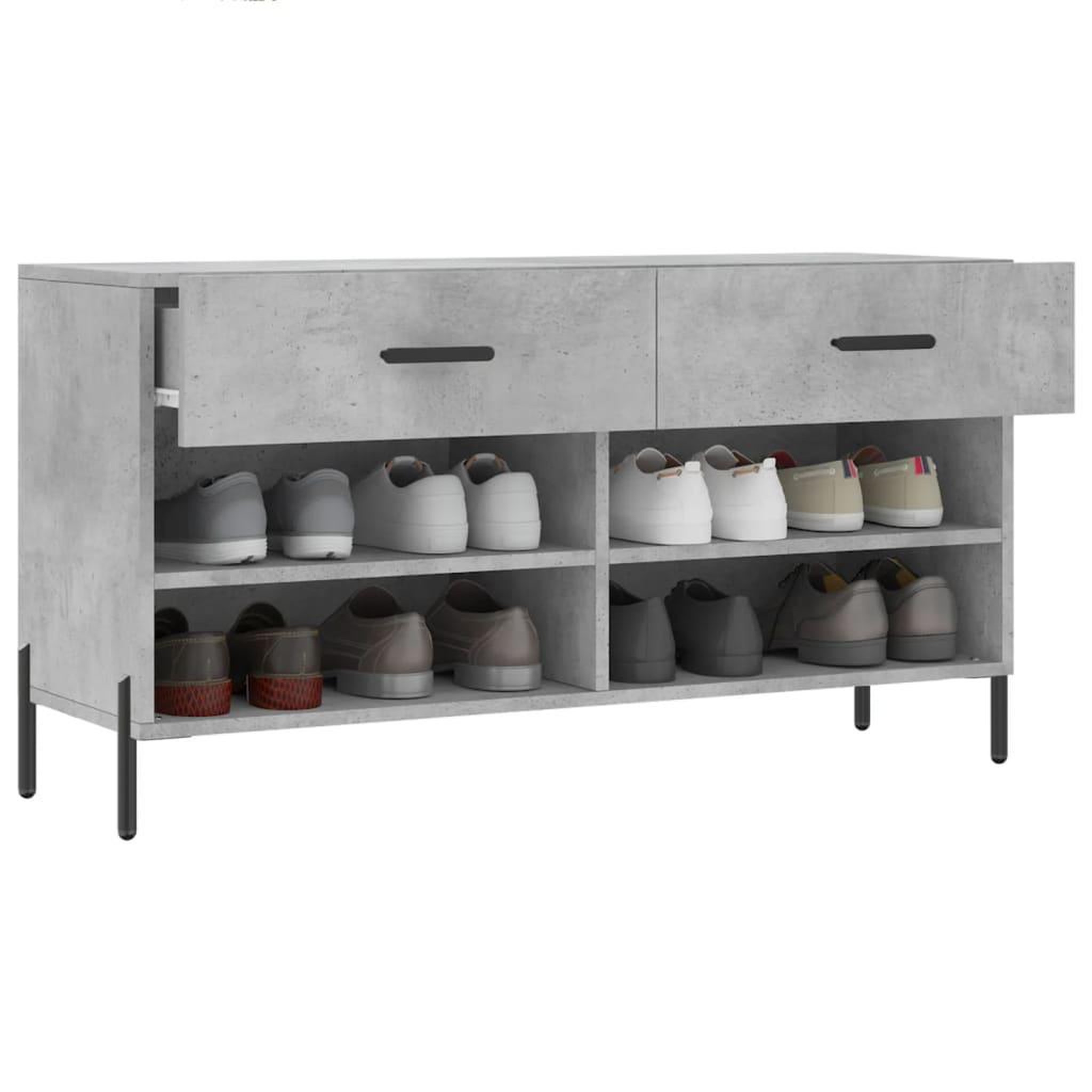 Voir la diapositive 4 : VIDAXL Banc a chaussures gris beton 102x35x55 cm bois d'ingenierie