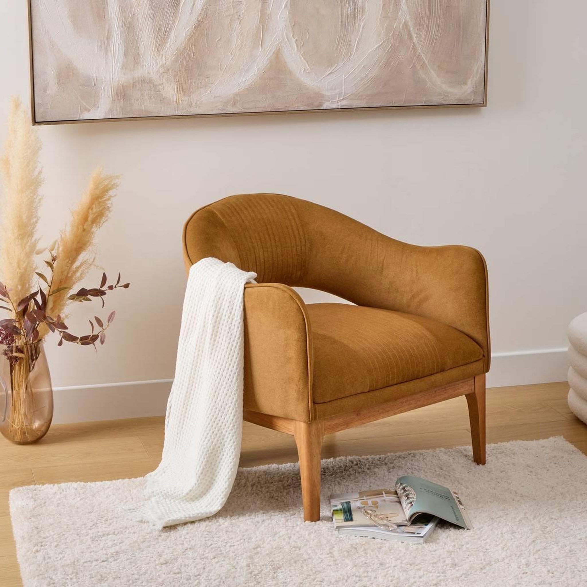 Voir la diapositive 6 : ATMOSPHERA Fauteuil velours libor - marron
