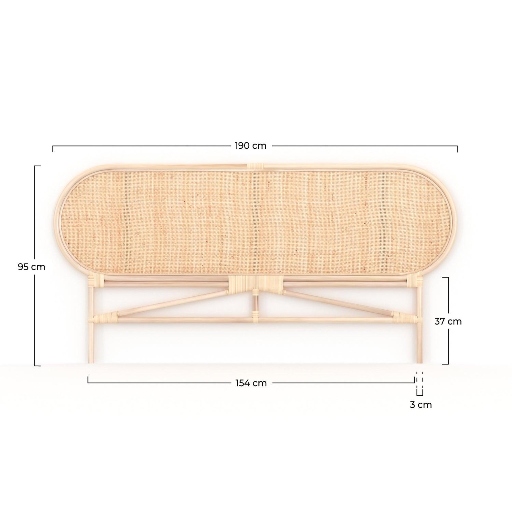 Voir la diapositive 4 : MAISON PAVANE Tête de lit en rotin naturel 160 cm-navahino