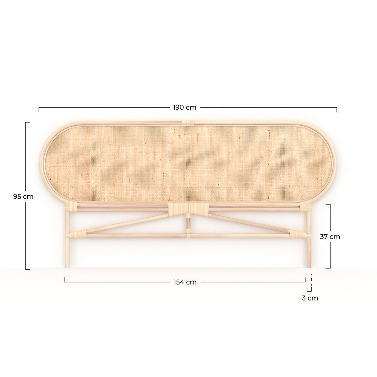 Rendez vous déco Tête de lit en rotin naturel 160 cm-Navahino