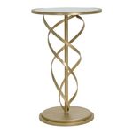 Paris Prix Table d'Appoint Effet Marbre  Spirale  61cm Blanc & Or