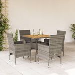VIDAXL Ensemble a manger de jardin et coussins 5 pcs gris rotin acacia