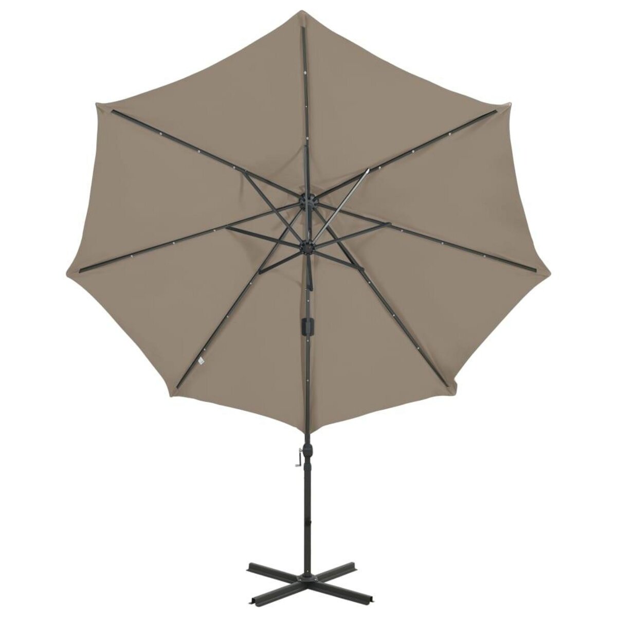 VIDAXL Parasol de jardin en porte-a-faux et mat et lumieres LED taupe