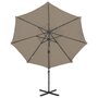Voir la diapositive 4 : VIDAXL Parasol de jardin en porte-a-faux et mat et lumieres LED taupe
