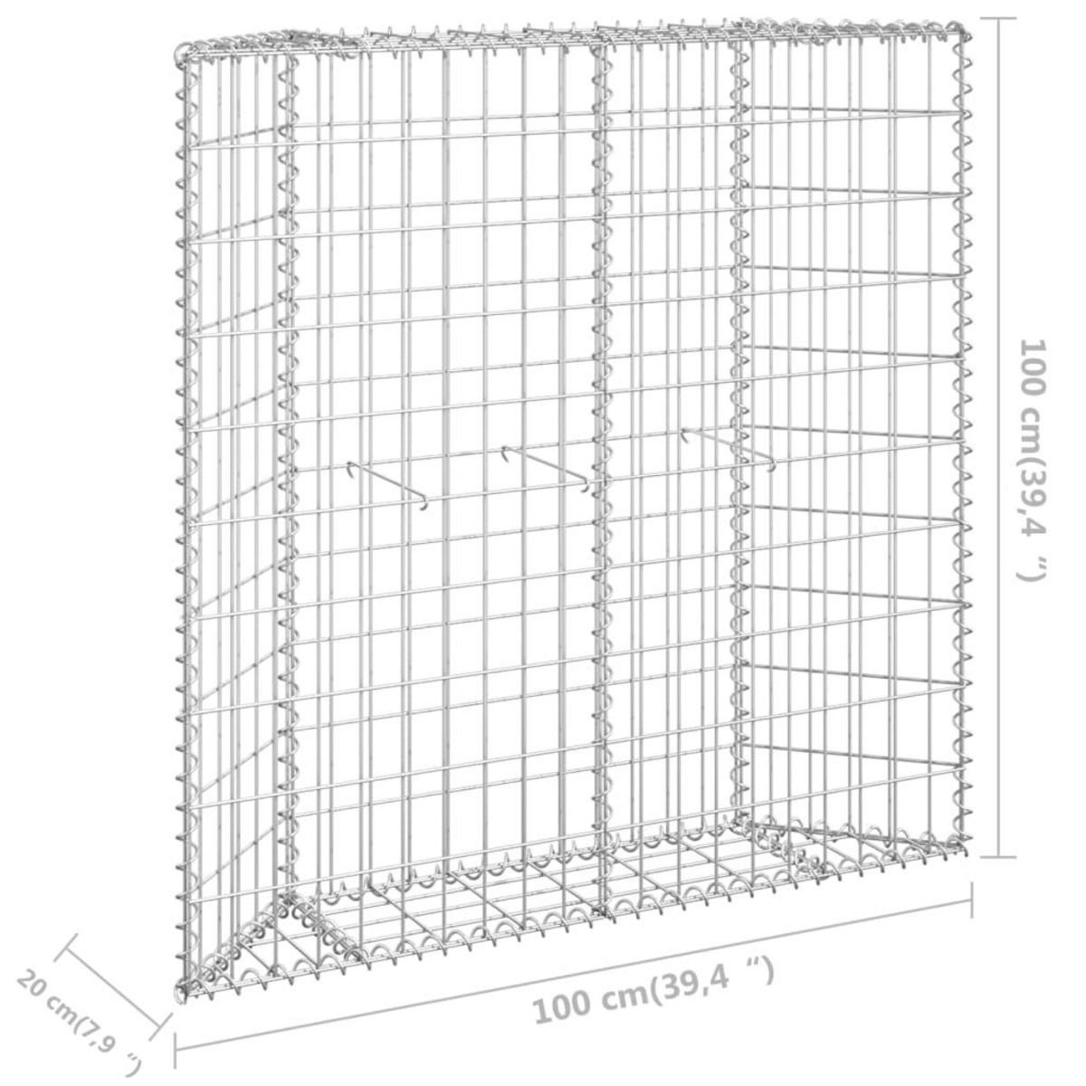 VIDAXL Lit sureleve a gabion en trapeze Acier galvanise 100x20x100 cm