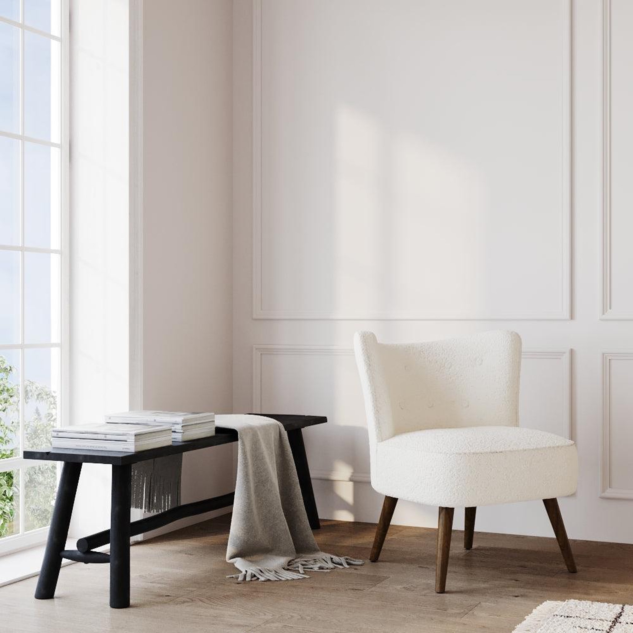Voir la diapositive 5 : MAISON PAVANE Banc noir en bois de manguier 145 cm-toxis