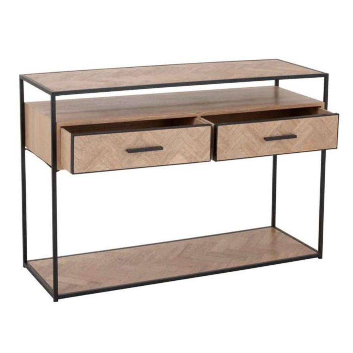 Paris Prix Console 2 Tiroirs  Miraza  120cm Naturel & Noir