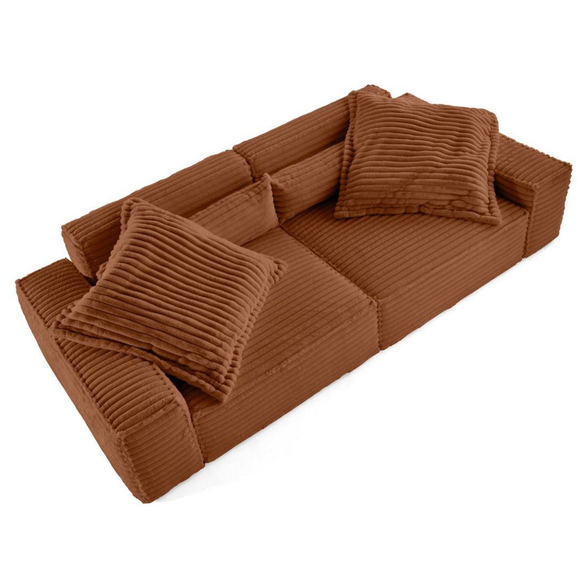 LISA DESIGN Richie - canapé droit 3 places avec double méridienne - assise profonde - en fausse fourrure côtelée