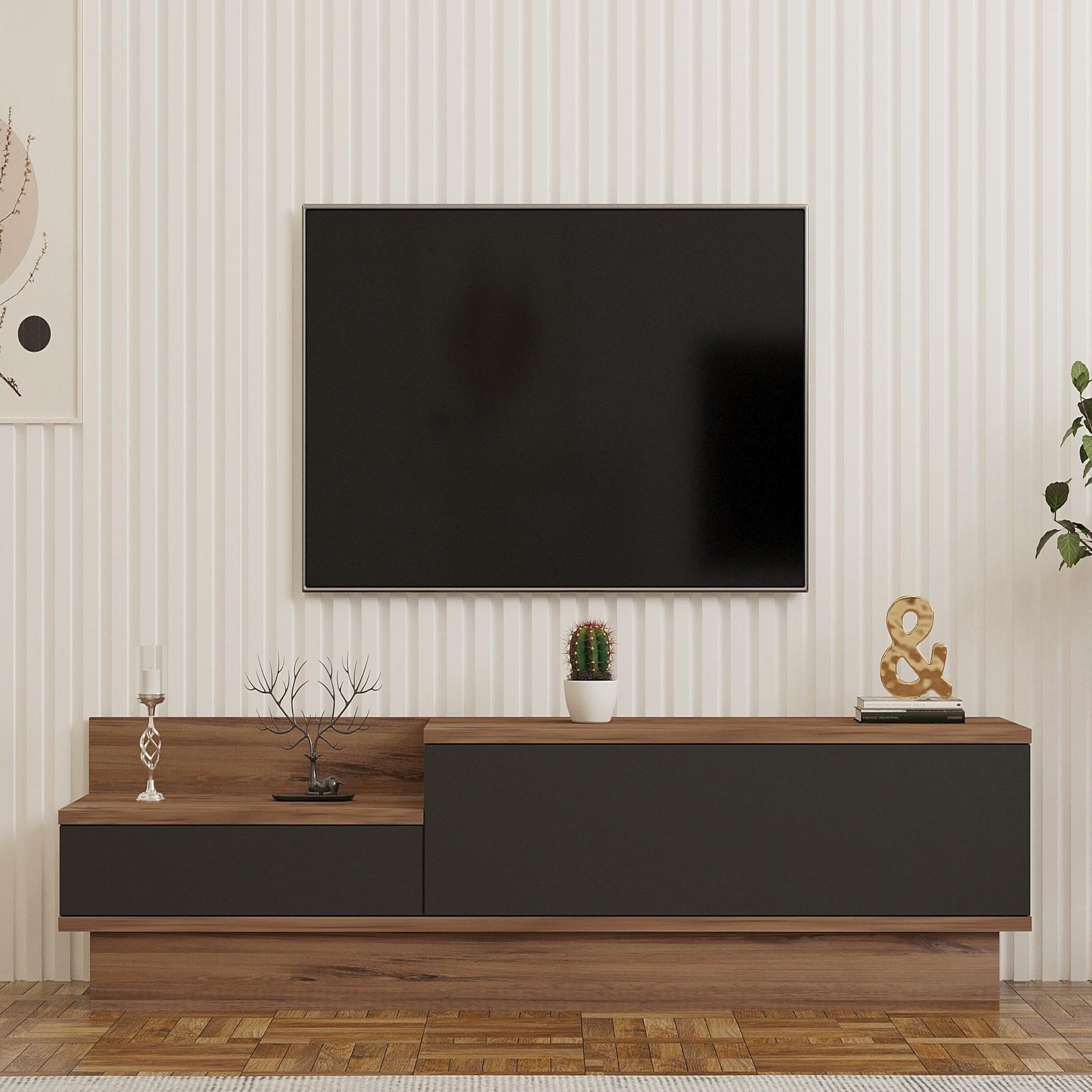Voir la diapositive 3 : Habitat et Jardin Meuble tv en bois  asir  - 160 x 35 x 35 cm - marron