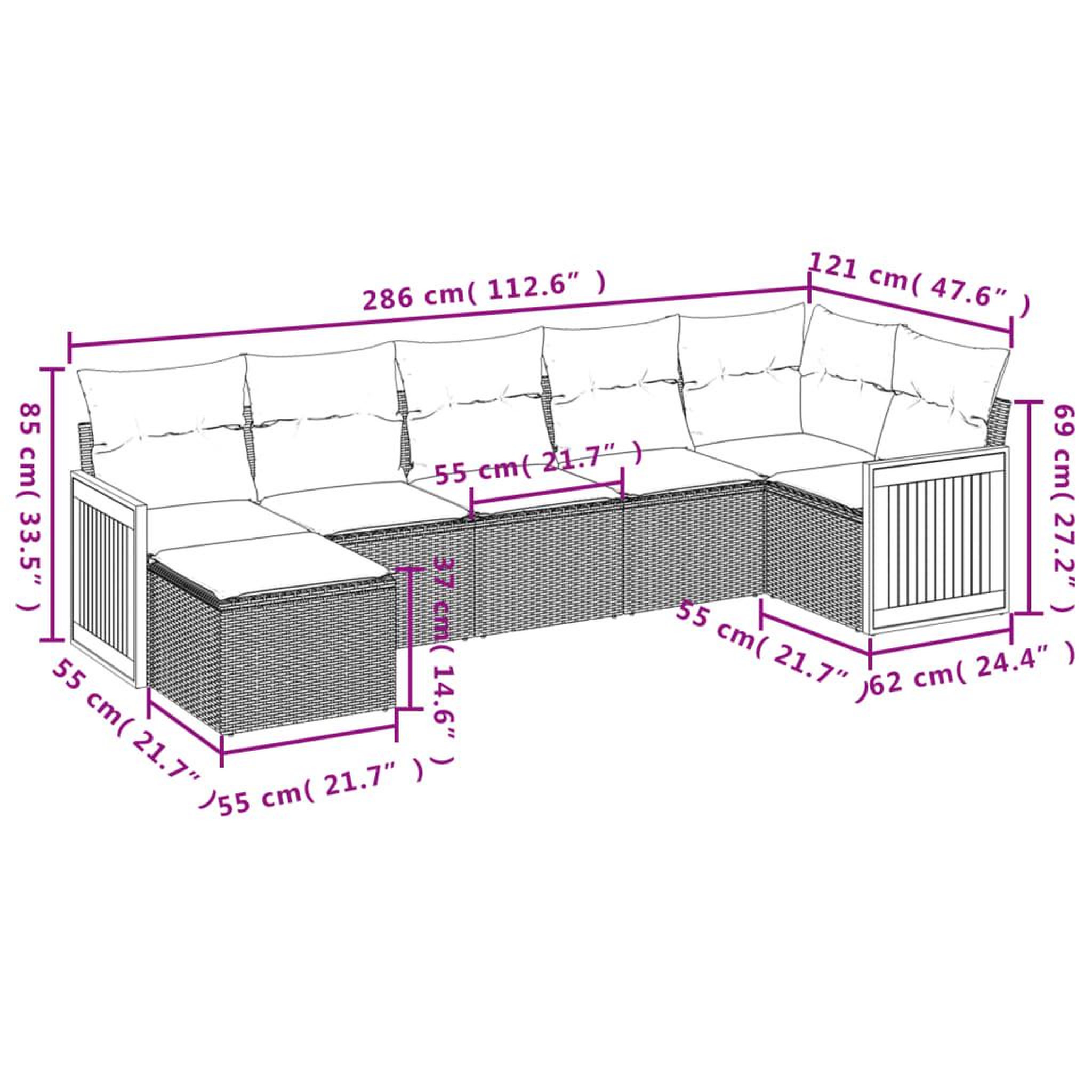Voir la diapositive 4 : VIDAXL Salon de jardin avec coussins 7 pcs gris resine tressee