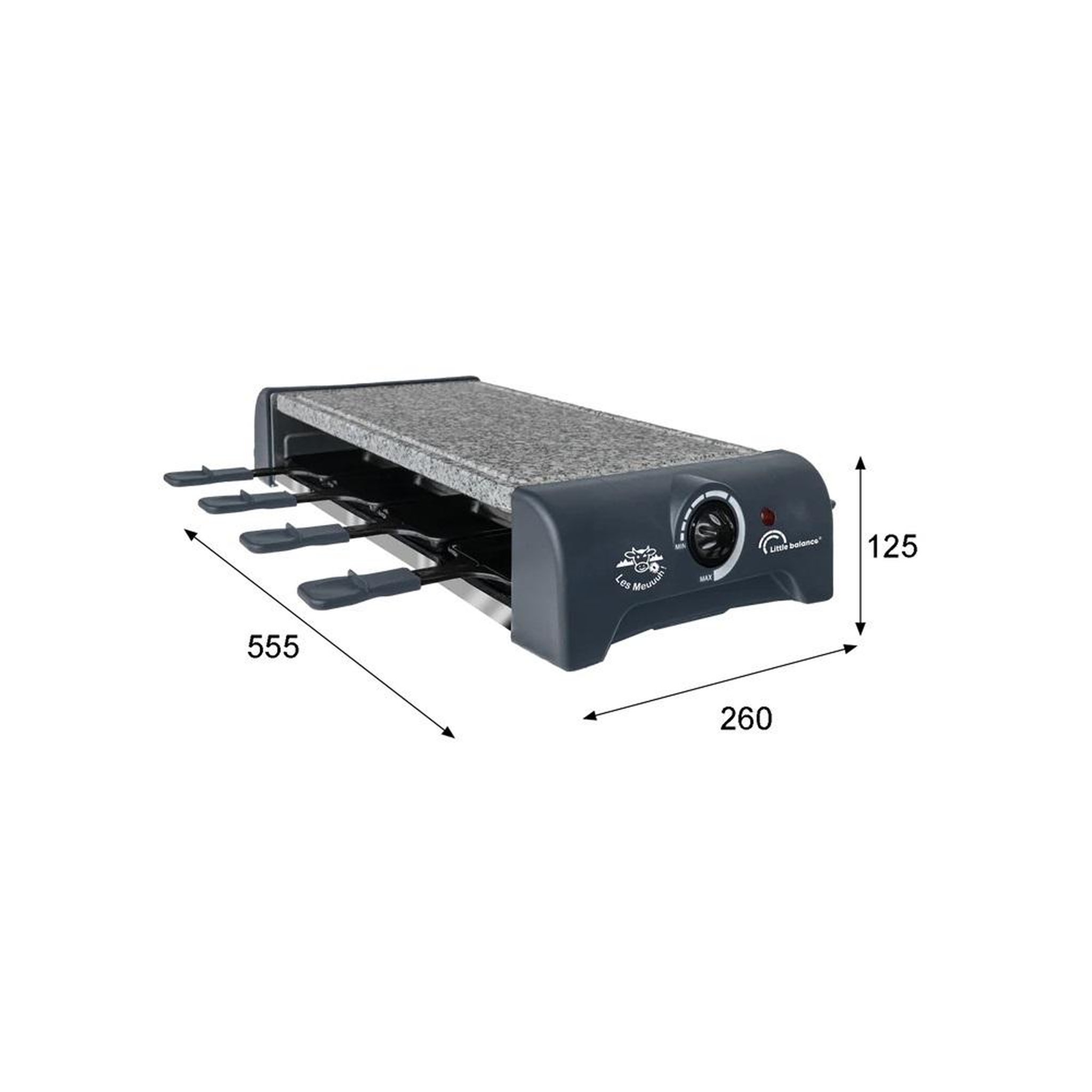 Voir la diapositive 2 : LITTLE BALANCE Appareil à raclette 8 personnes 1300w + pierre à griller - 8751