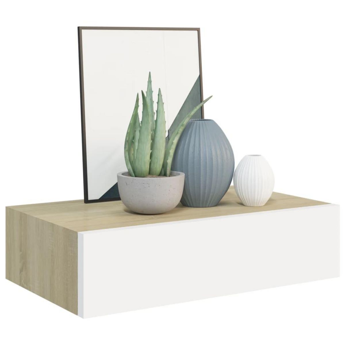 VIDAXL Etagere a tiroir murale chene et blanc 40x23,5x10 cm MDF
